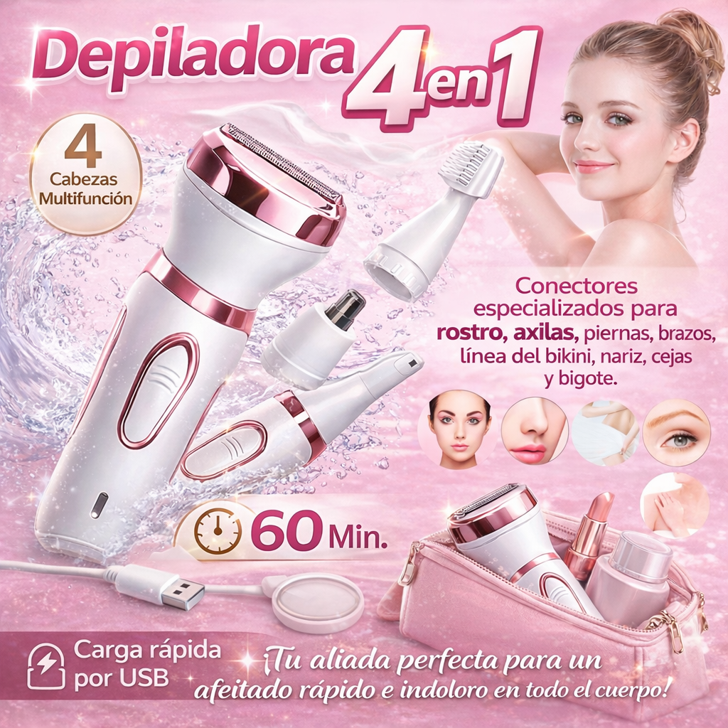 Depiladora y Afeitadora Femenina 4 en 1 Recargable USB