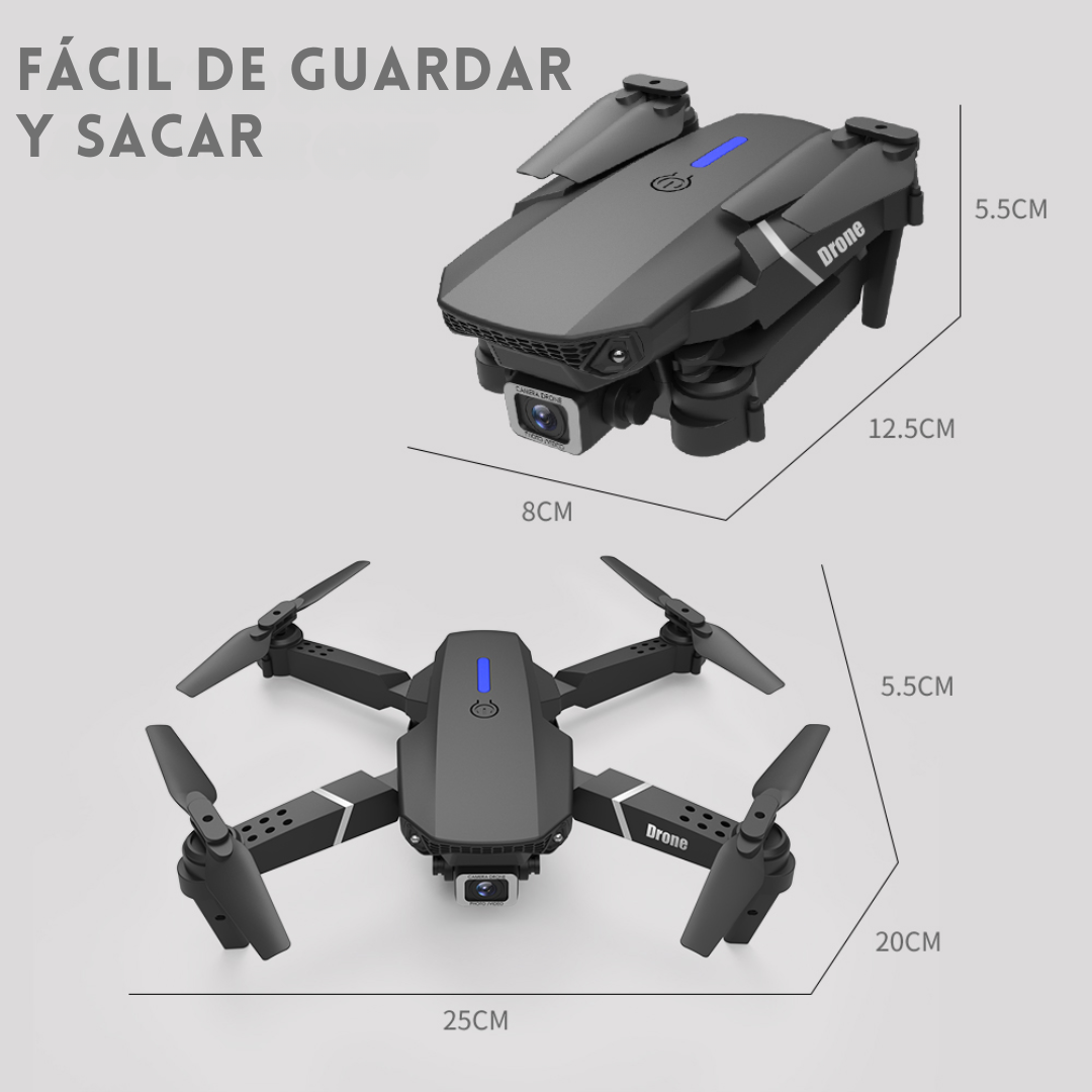 Dron E88 Pro con Cámara 4K , GPS , Wifi FPV, Plegable, Giro 360° y Altitud Hold.