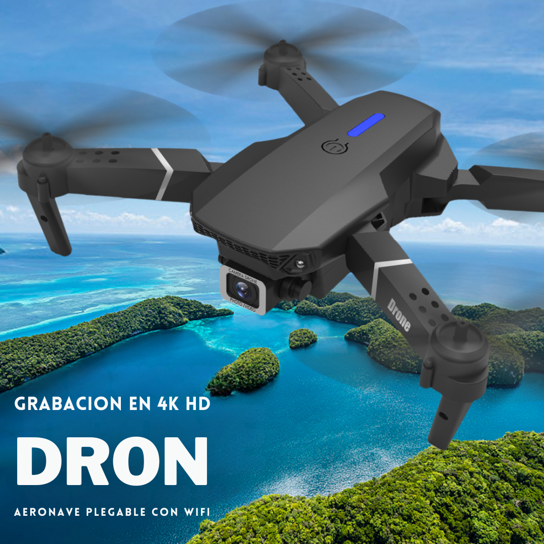 Dron E88 Pro con Cámara 4K , GPS , Wifi FPV, Plegable, Giro 360° y Altitud Hold.