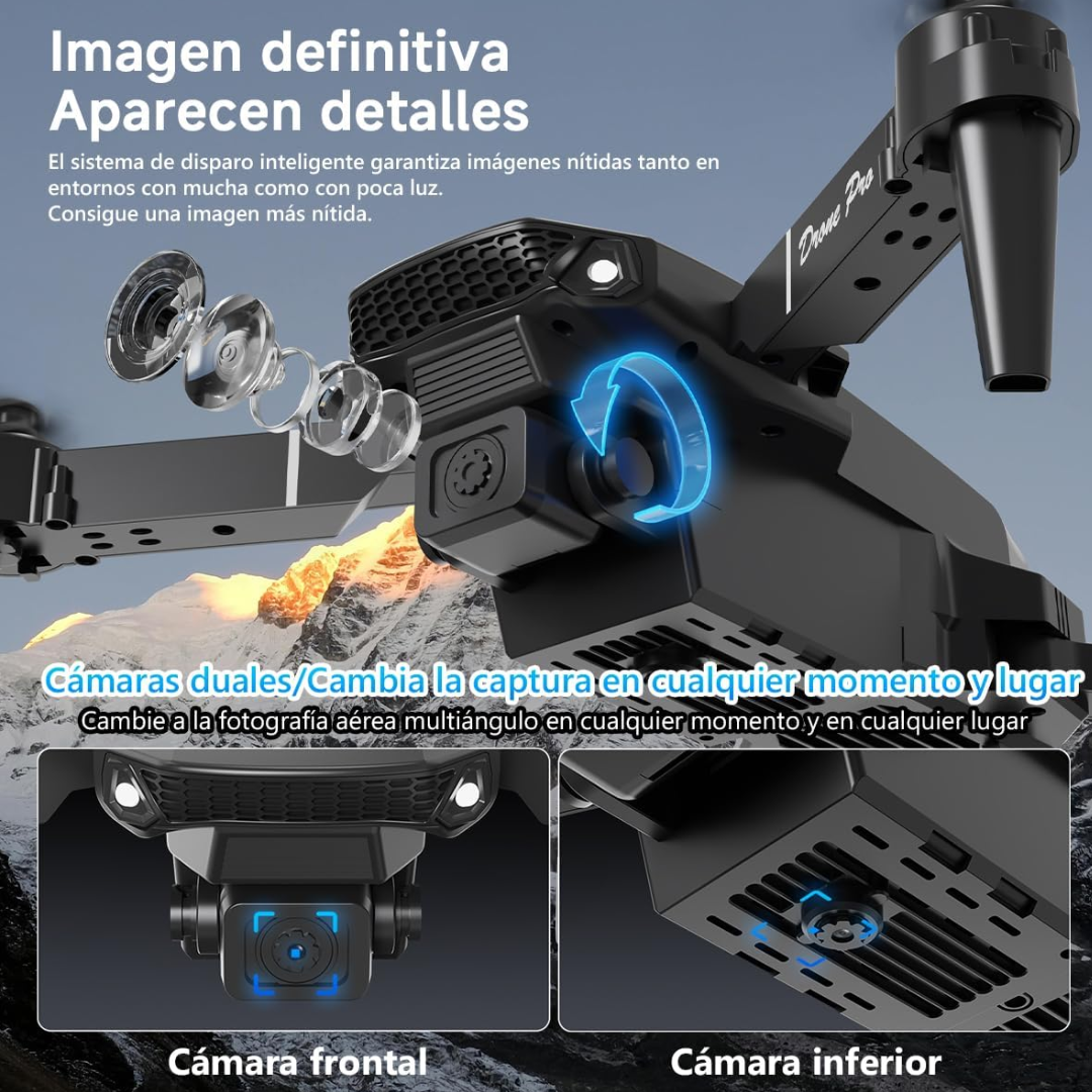 Dron E88 Pro con Cámara 4K , GPS , Wifi FPV, Plegable, Giro 360° y Altitud Hold.