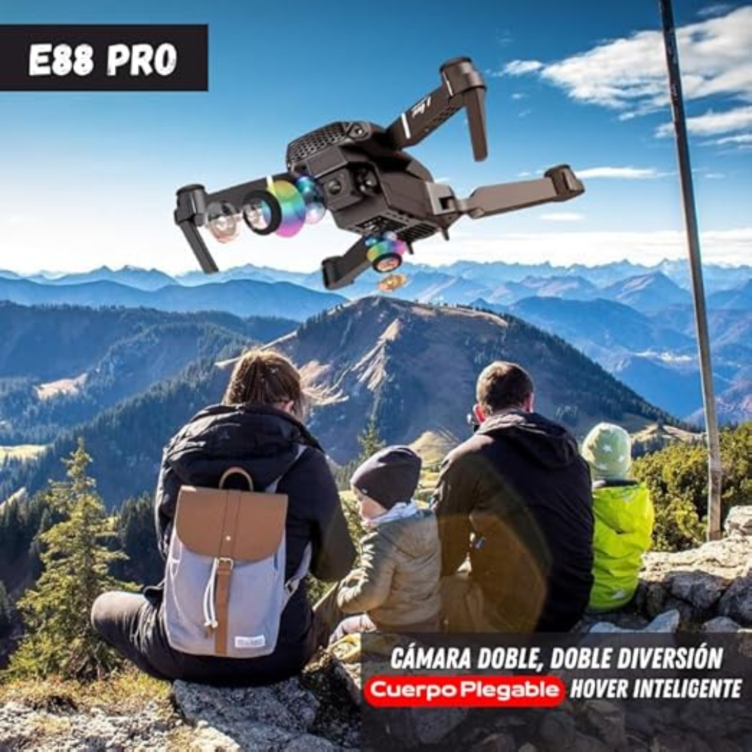 Dron E88 Pro con Cámara 4K , GPS , Wifi FPV, Plegable, Giro 360° y Altitud Hold.