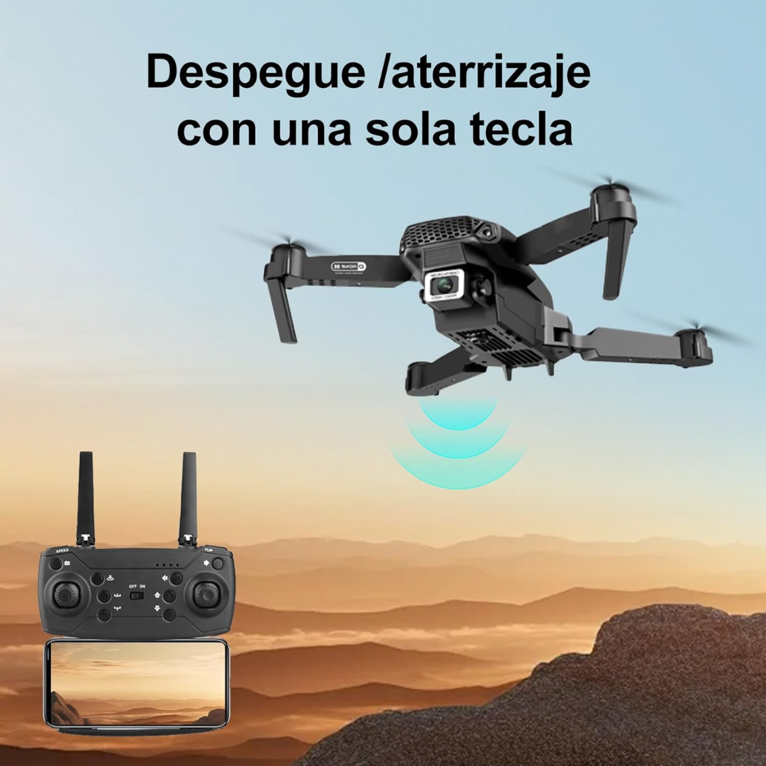 Dron E88 Pro con Cámara 4K , GPS , Wifi FPV, Plegable, Giro 360° y Altitud Hold.