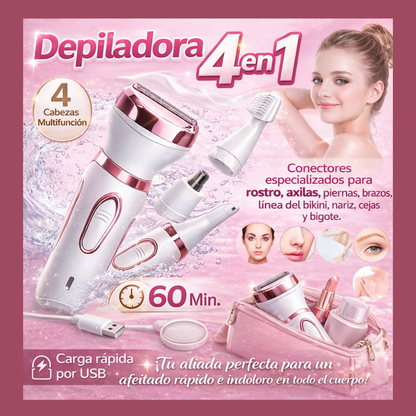 Depiladora y Afeitadora Femenina 4 en 1 Recargable USB